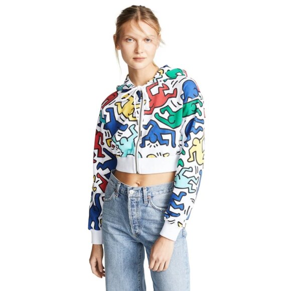 Alice + Olivia x Keith Haring Barron Cropped Hoodie FADING - Picture 1 of 11
